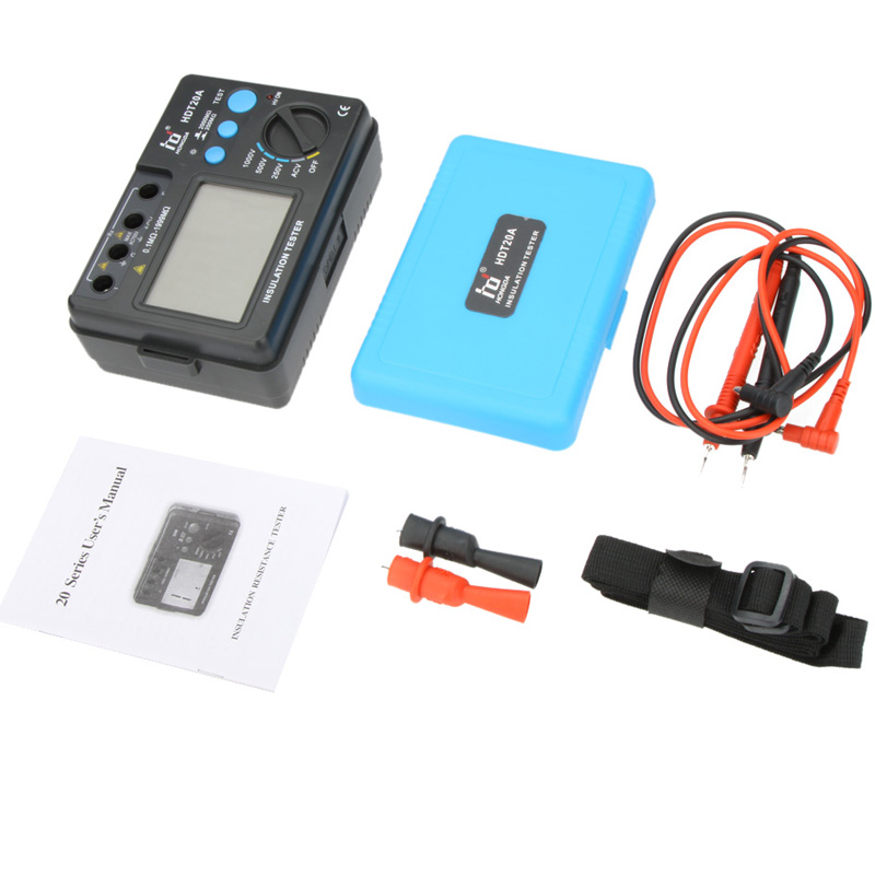 Resistance Tester,HDT20A LCD Display Insulation Resistance Tester Meter Voltmeter 1000V Digital High Voltage Insulation Tester with LCD Backlight Display 