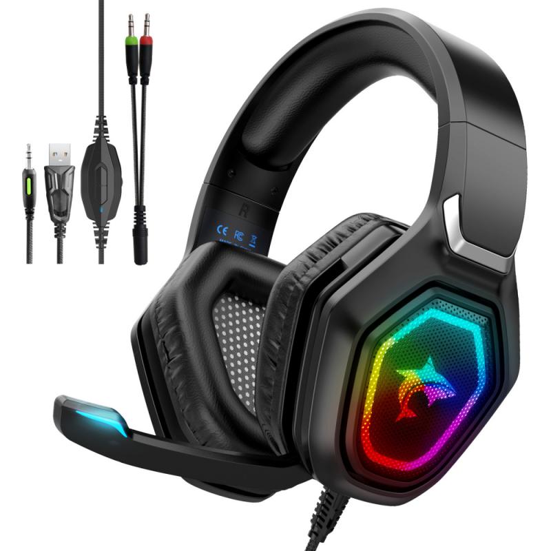 Bakeey F3 Gaming Headset USB 3.5 Mm RGB LED Light Bass Stereo Wired Headphone With Mic Gamer Headsets for PS4 for PS5 for Xbox Laptop PC 1