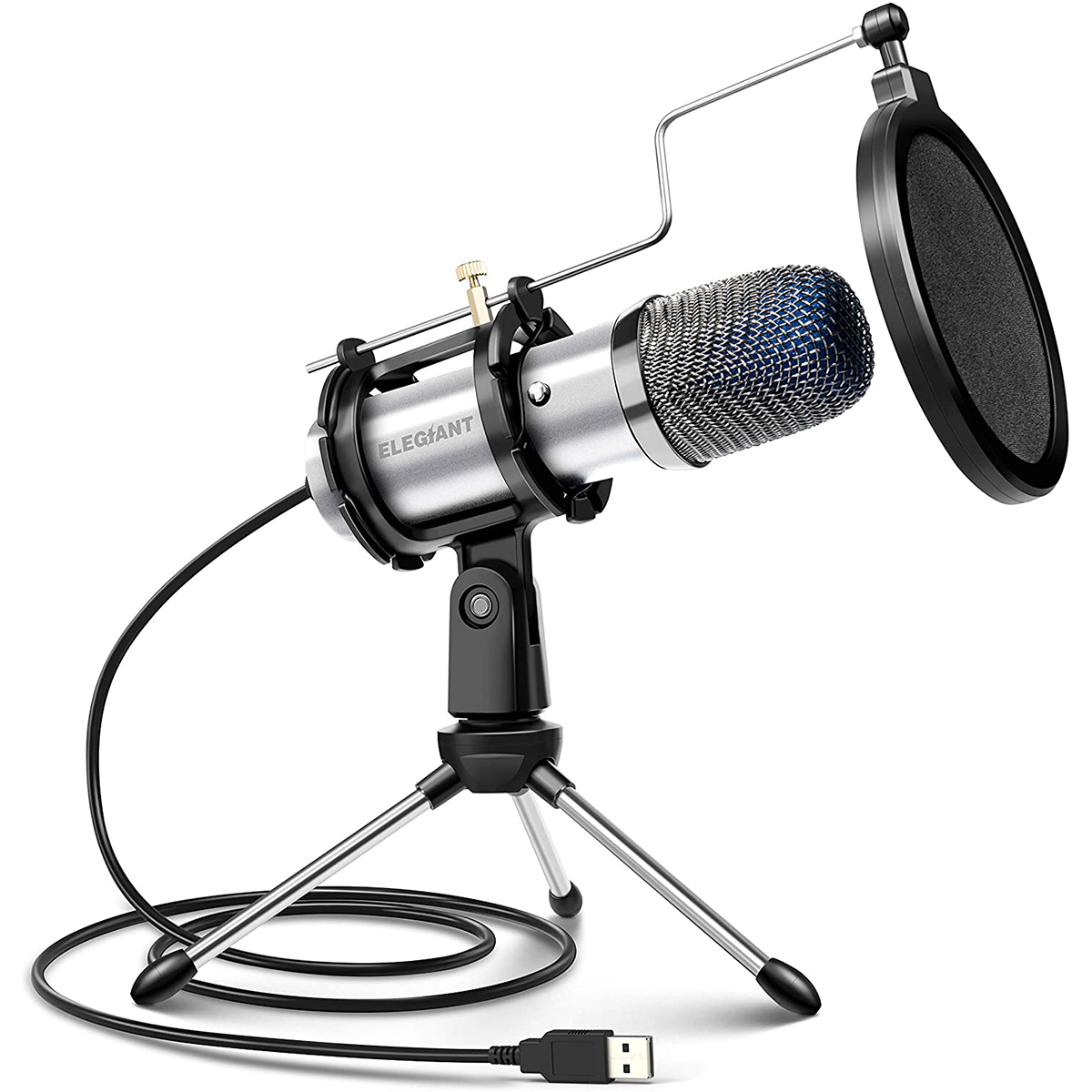 Find ELEGIANT EGM-04 Computer Microphone USB Wired Condenser Gaming Microphone with Tripod Stand & PopFilter Desktop Mic for PS4 PC Zoom Skype Youtube Podcasting Compatible with iMAC Windows for Sale on Gipsybee.com with cryptocurrencies