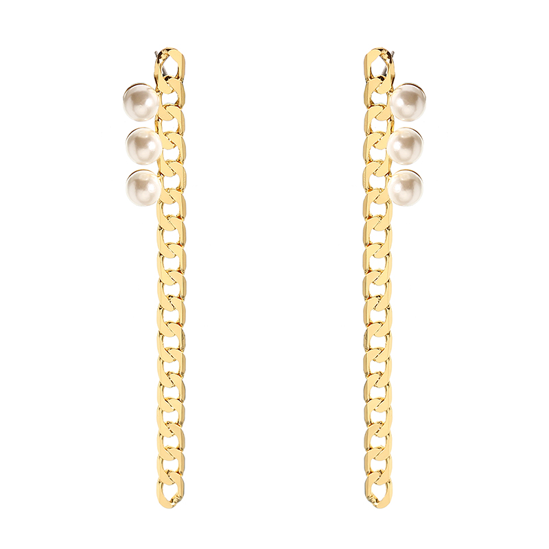 

JASSY® Elegant Pearl Earrings Simple 18K Gold Plated Chain Pendant Long Ear Stud Gift for Women