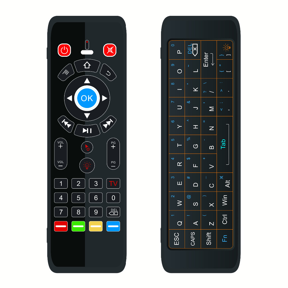 

T16 2.4G Wireless 7 Color Backlit Dual Keyboard Full Touchpad Air Mouse Airmouse IR learning Remote