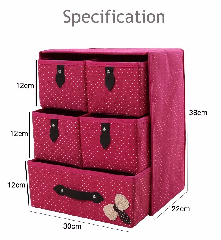 Three Layer Storage Box Five Drawer Non-woven Underwear Cosmetic Makeup Sundries Organizer 