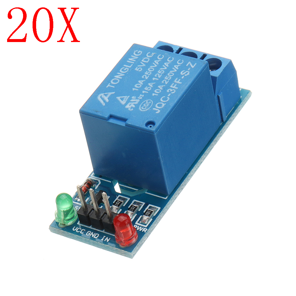 

20pcs 5V Low Level Trigger One 1 Channel Relay Module Interface Board Shield DC AC 220V for Arduino PIC AVR DSP ARM MCU