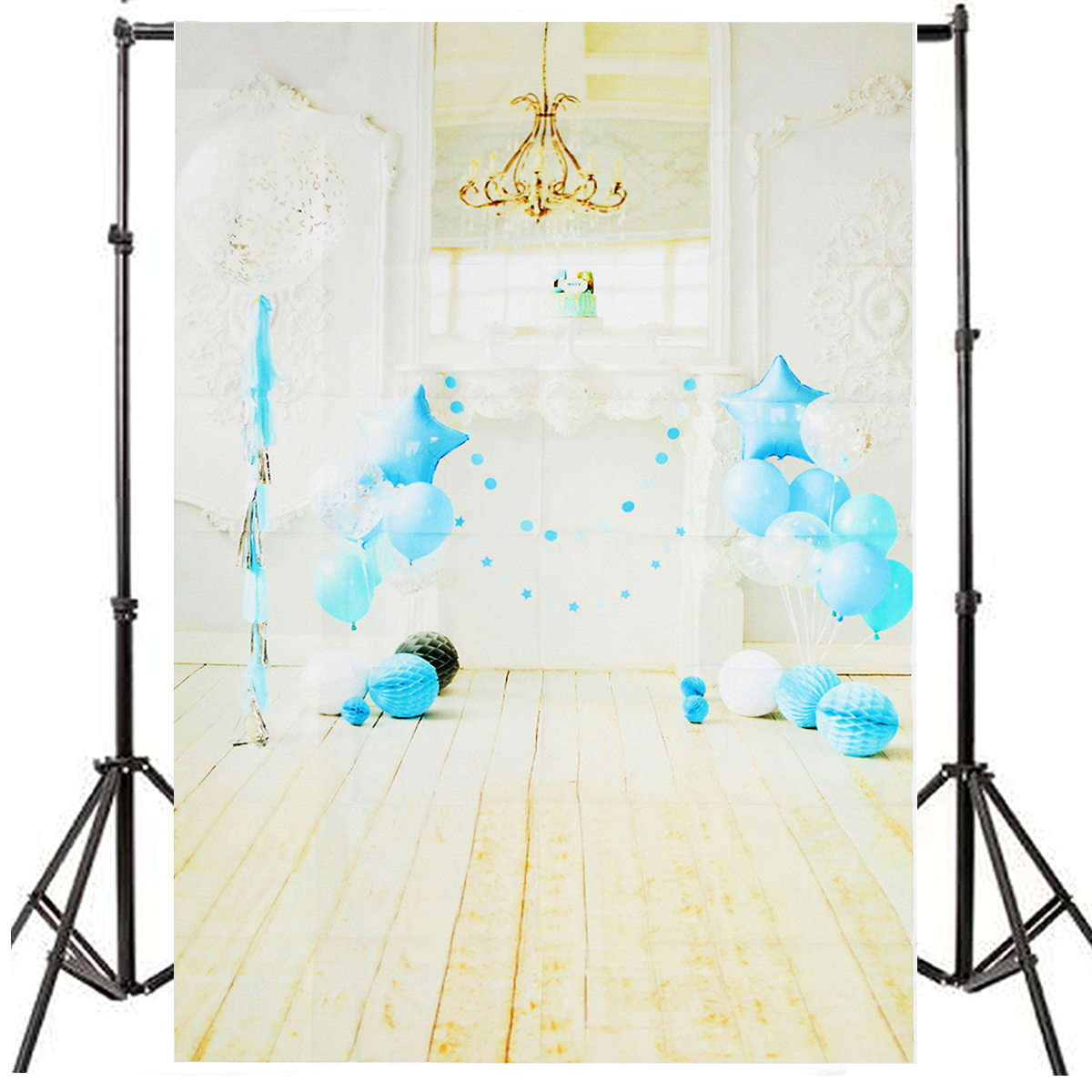 

5x7FT White Room Blue Balloon Birthday Theme Photography Backdrop Studio Prop Background