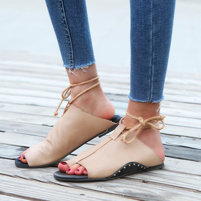 

Flip Flop Flat Sandals Lace up Comfortable Casual Shoes