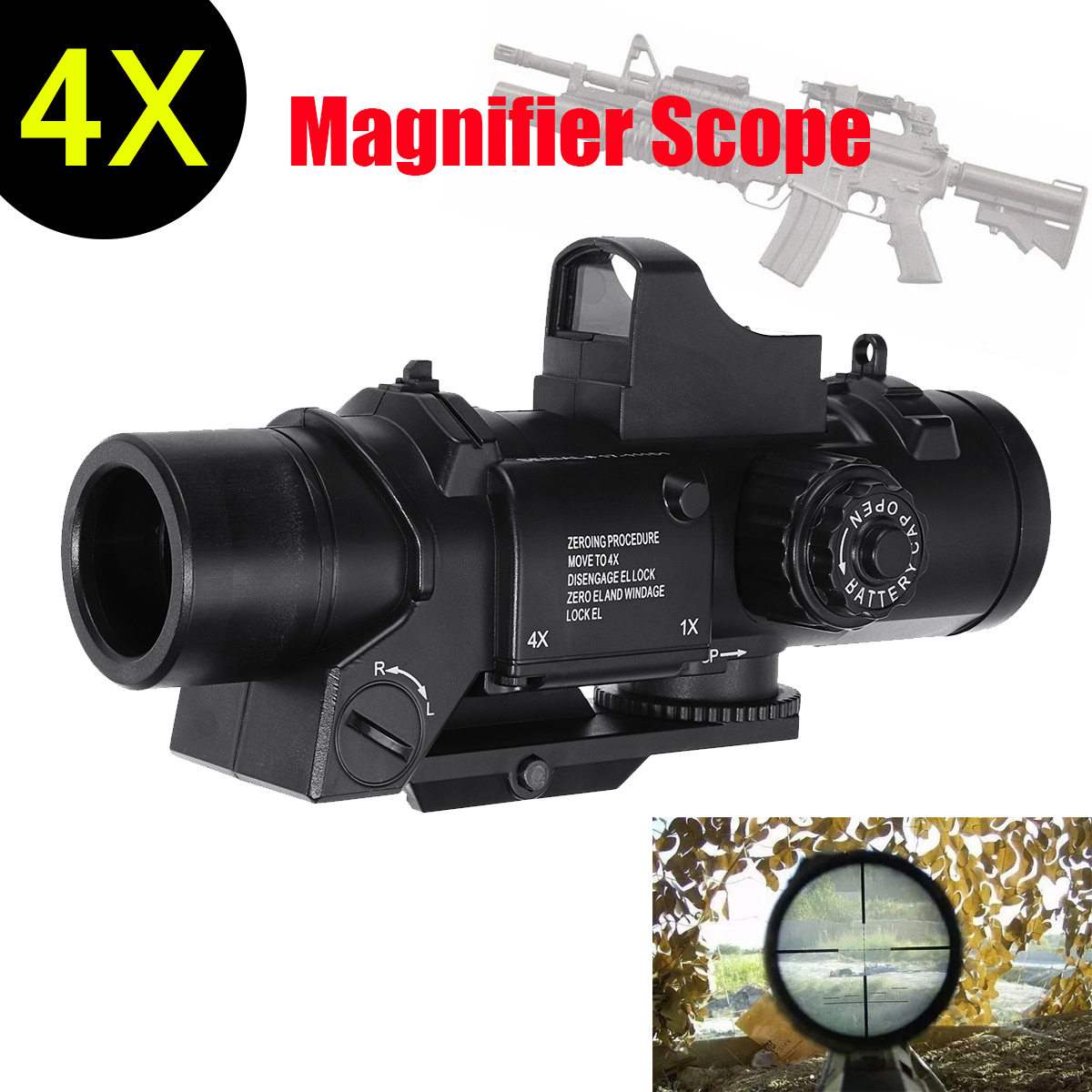4X Mirror Magnifier Scope with Red Dot Sights For Jinming Gel Ball Water Toy 17