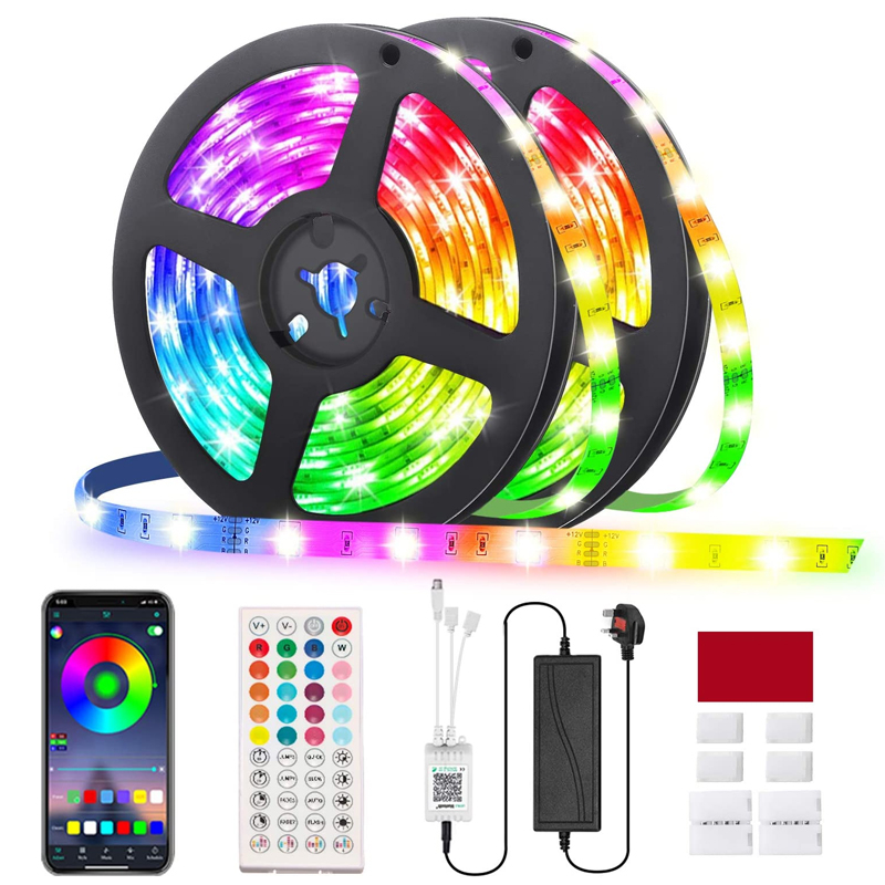Find GLIME 5M/10M LED Strip Lights 5050 RGB Changing Under Cabinet Kitchen TV Bluetooth Remote Control UK Plug for Sale on Gipsybee.com with cryptocurrencies