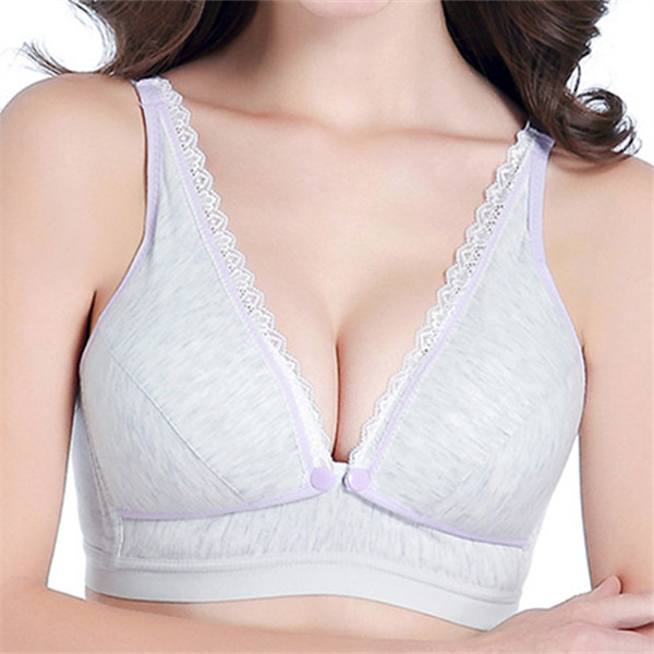 

Lace-trim Front Button Gather Breast Feeding Bras
