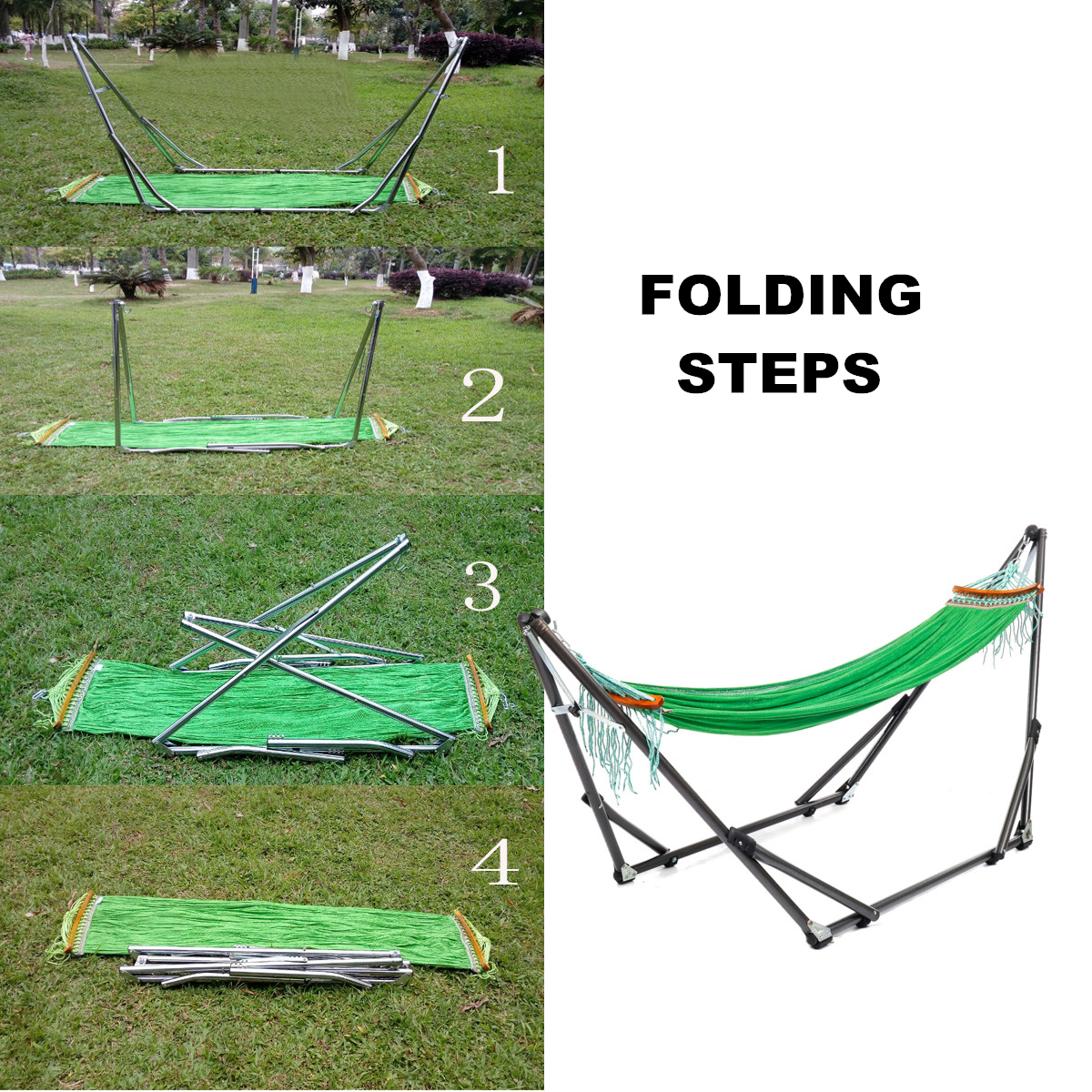 Portable Canvas Hammock Stand Portable Multifunctional Practical Outdoor Garden Swing Hammock Single Hanging Chair Bed Leisure Camping Travel 4