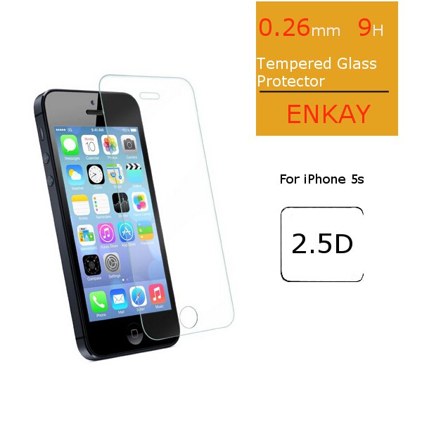 

ENKAY Front 0.26m 9H Hardness 2.5D Explosion Proof Tempered Glass Protectors For iPhone 5/5S