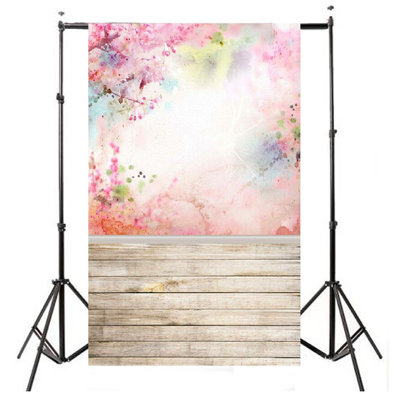 

3x5ft Vinyl Retro Wood Wall Pink Sakura Photography Background Studio Photo Prop Backdrop