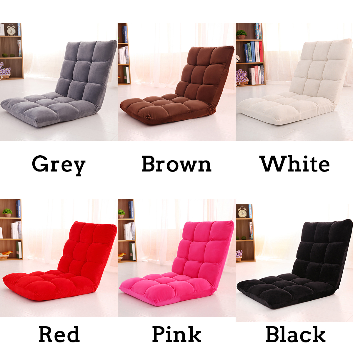 Adjustable Lazy Sofa Cushioned Floor Lounge Chair Living Room Leisure Chaise Chair 13