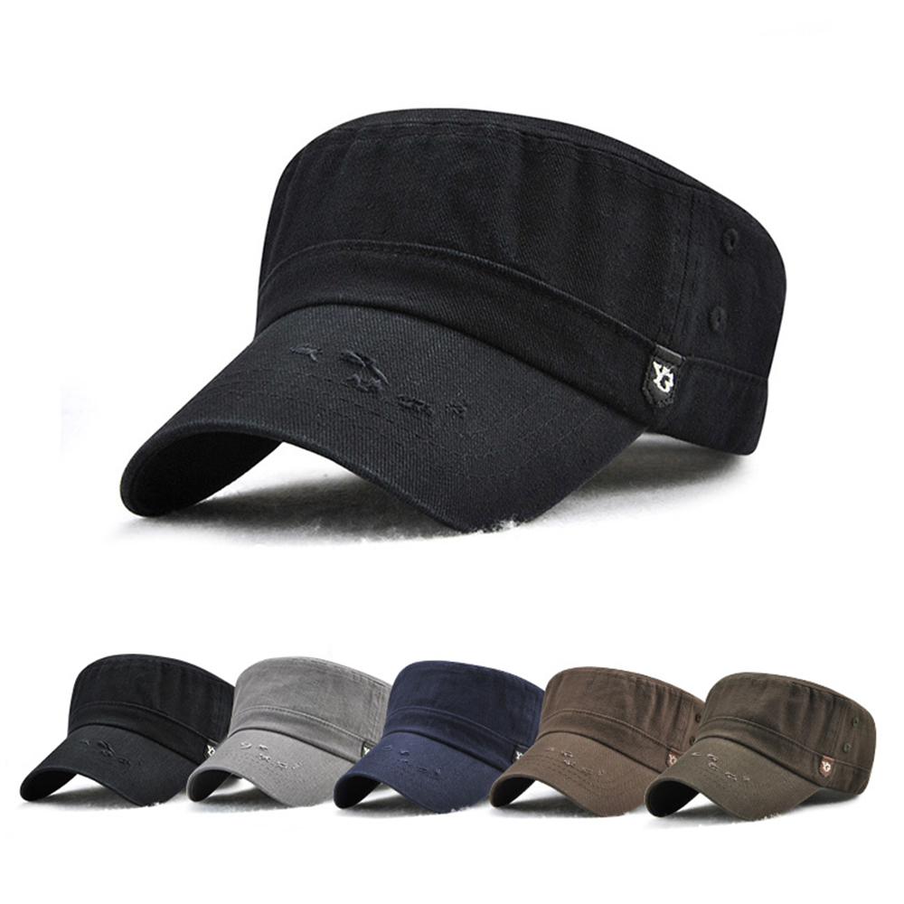 

Dad Adjustable Military Flat Hats Outdoor Cotton Sunscreen Visor Peaked Cap Mens