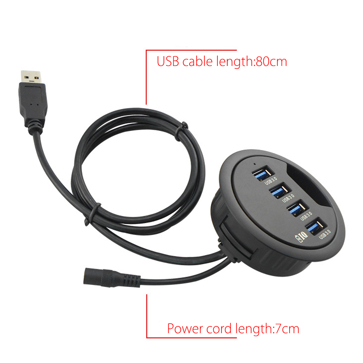 Mount In Desk Powered 4 Port Usb 3 0 Hub Charging Adapter Cable