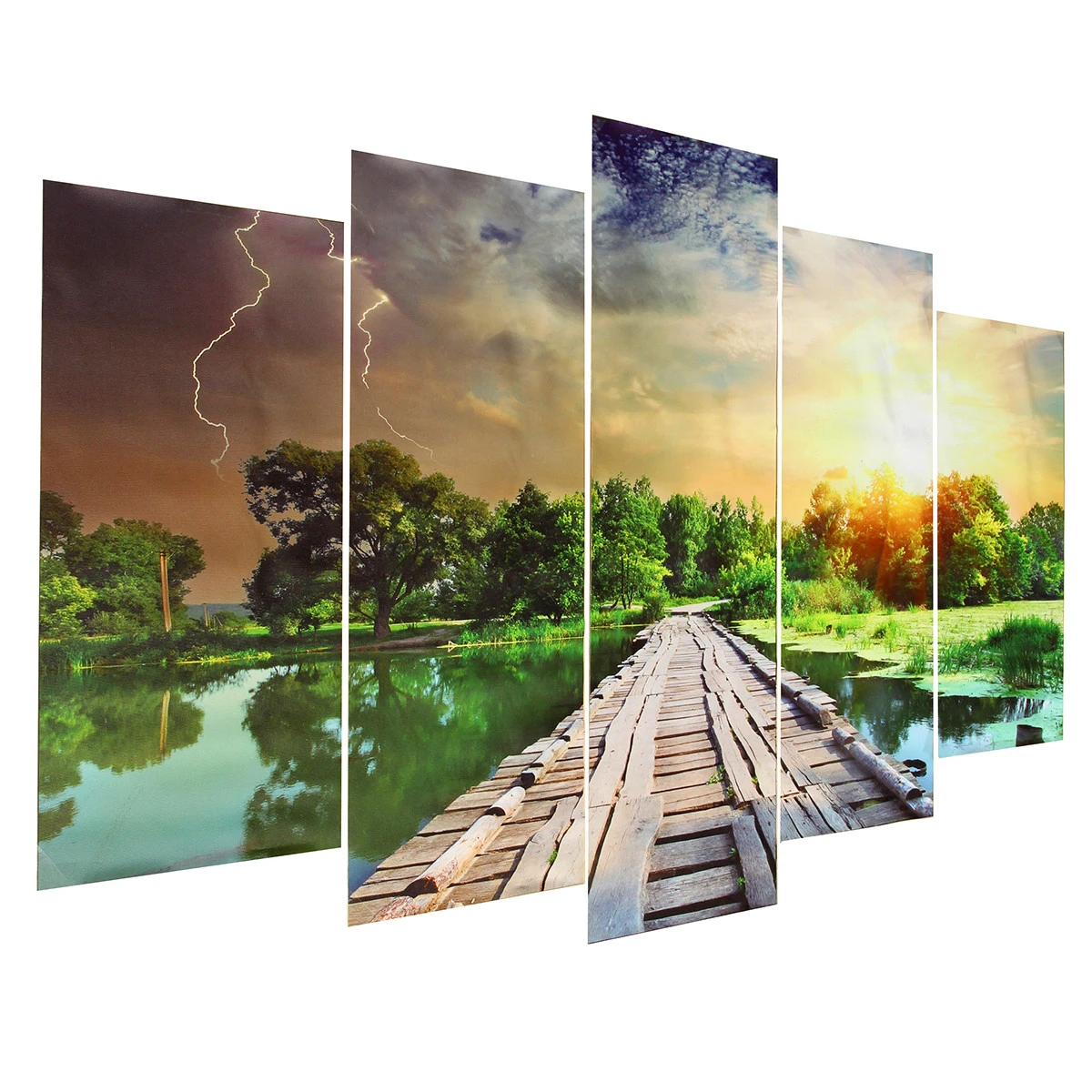 5Pcs Modern Art Printing Lake Landscape Poster Canvas Painting Home Wall Decor