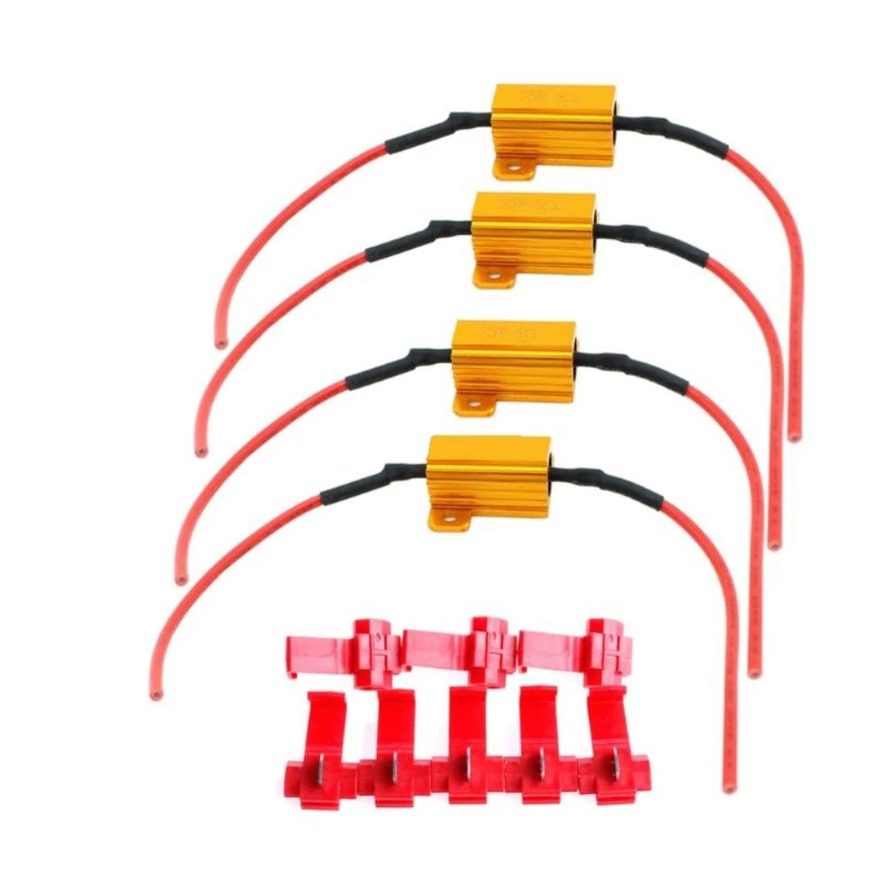 Find 4pcs 25W LED Reverse Brake Turn Signal Light Load Resistor Car Light Resistance 6/8/10/25R Load Resistors for Sale on Gipsybee.com