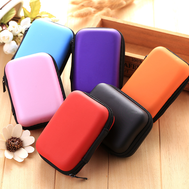 

Headphone storage bag mobile phone data cable charger storage box solid color coin collection