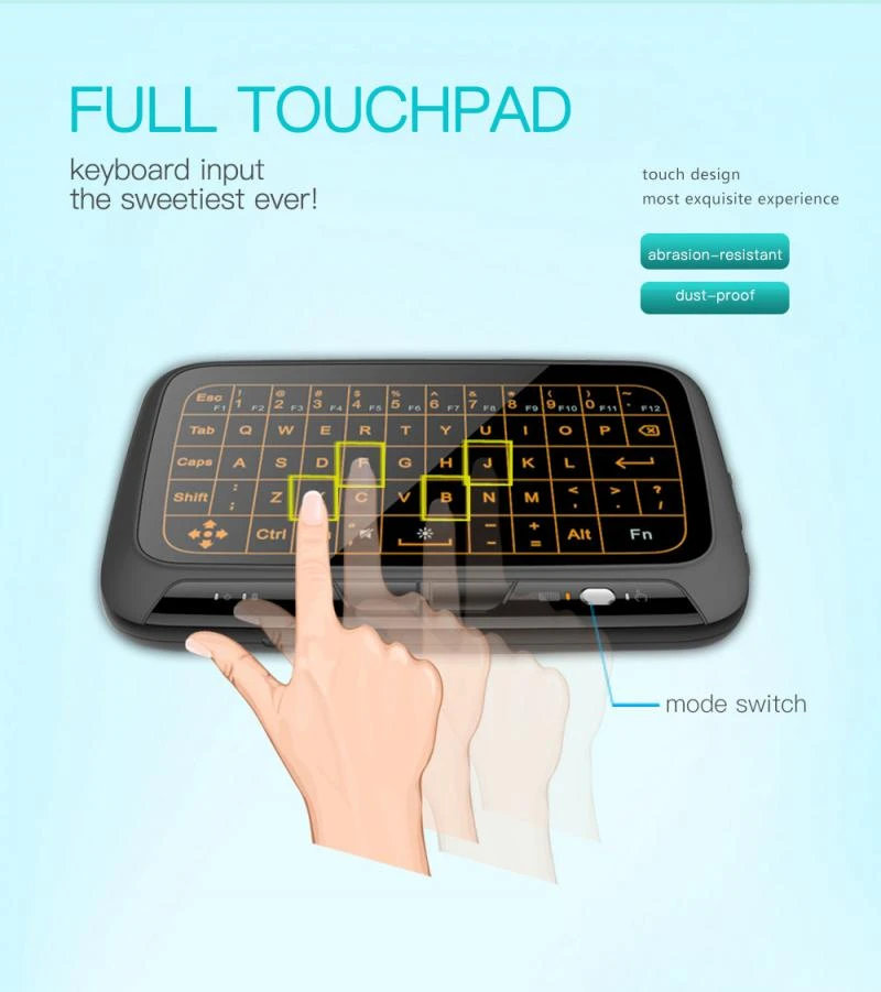 H18+ Wireless Mini-Keyboard Touchpad for Android IOS Smart TV Mobile Phone 2.4GHz USB Mini Touchpad Air Wireless