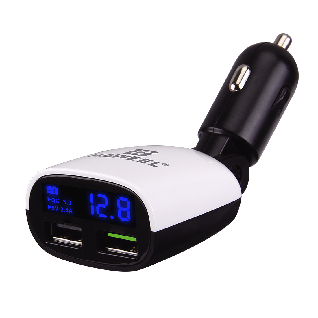 

HAWEEL 3.4A 2 Ports USB LED Display Design Car Charger With QC3.0 For iphone7 Samsung S8 Xiaomi 6