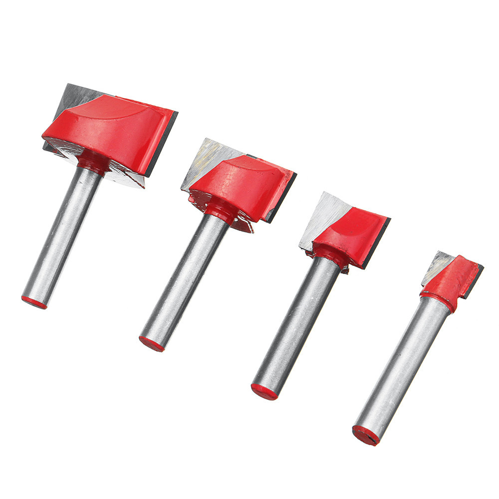 4pcs 10/15/22/30mm Router Bit Surface Planing Bottom Cleaning Wood Milling CNC Router Bit
