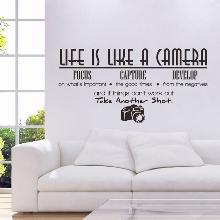 

Honana Home PVC Removable Life Is Like A Camera Wall Stickers Decals Vinyl Mural DIY Room Wallpaper Office Study Decoration Waterproof Removable PVC Wall Stickers