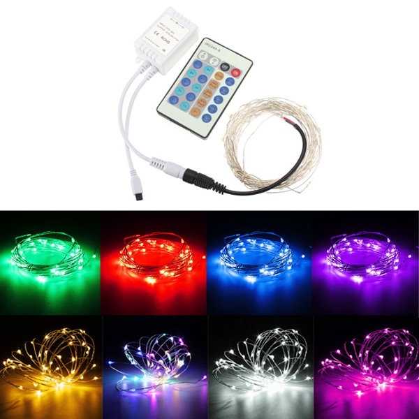 

12V 5M 50LED Silver Wire Christmas String Fairy Light Remote Controller without Adapter