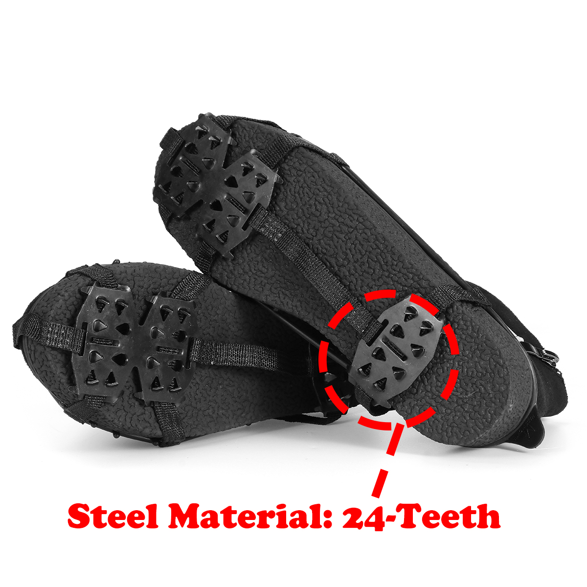 24 Teeth Ice Cleats Crampons Anti Slip Ice Grip Snow Grippers Shoes Boot Spikes 