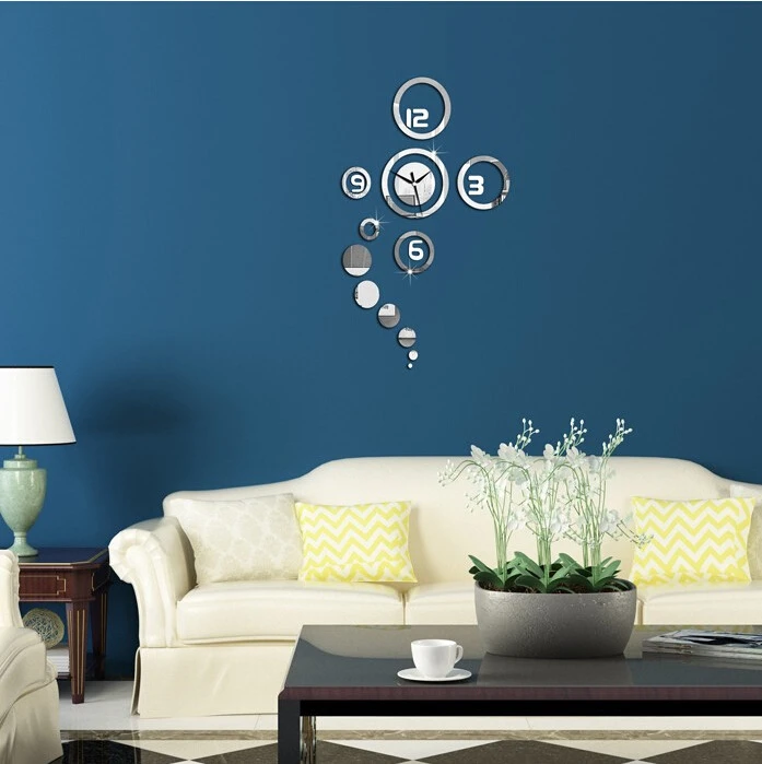 Honana DX-X1 Creative 3D Acrylic Mirror Wall Sticker Quartz Clocks Watch Large Home Decor