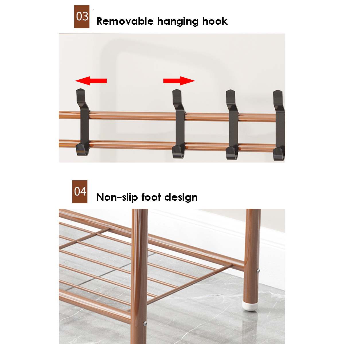 Floor Hanger Wrought Iron Storage Rack for Bedroom Hall Living Room 5