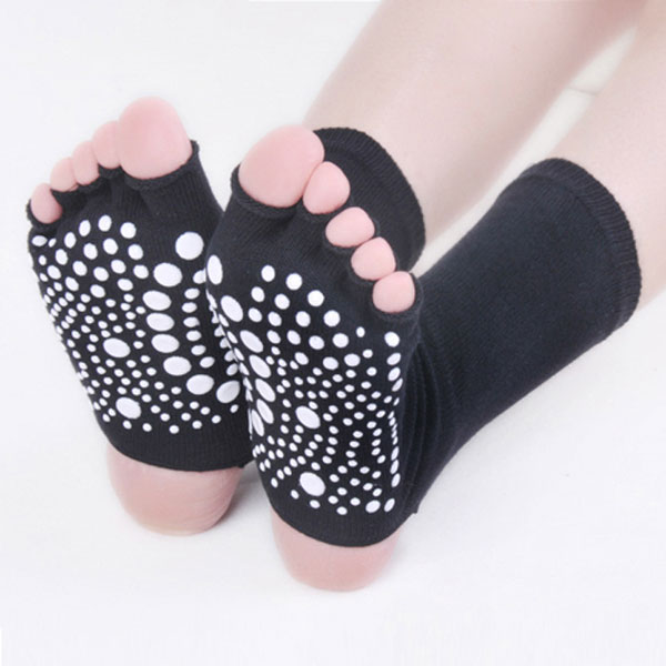 

Women Men Five Finger Toes Yoga Socks Bare Heel Toes High Tube Non-Slip Cotton Stocking