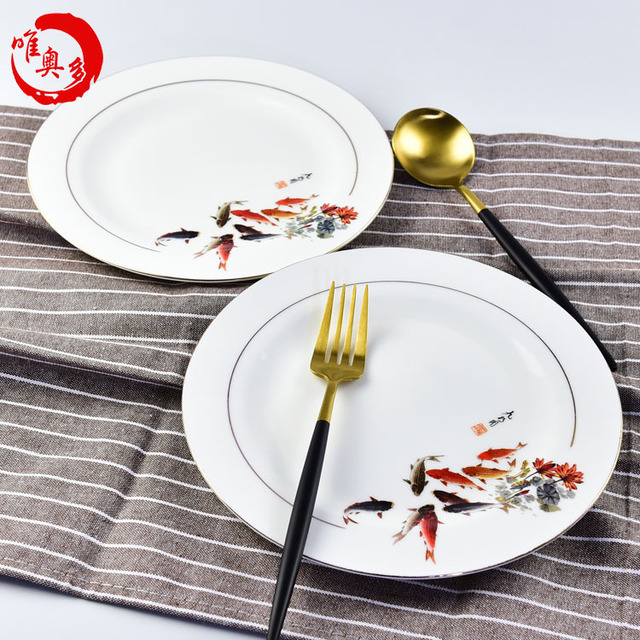 

Костяной фарфор Пластина с рыбой Керамический Рисовое блюдо каждый год, можно использовать для дома Свадебное Подарочная посуда Plus Logo