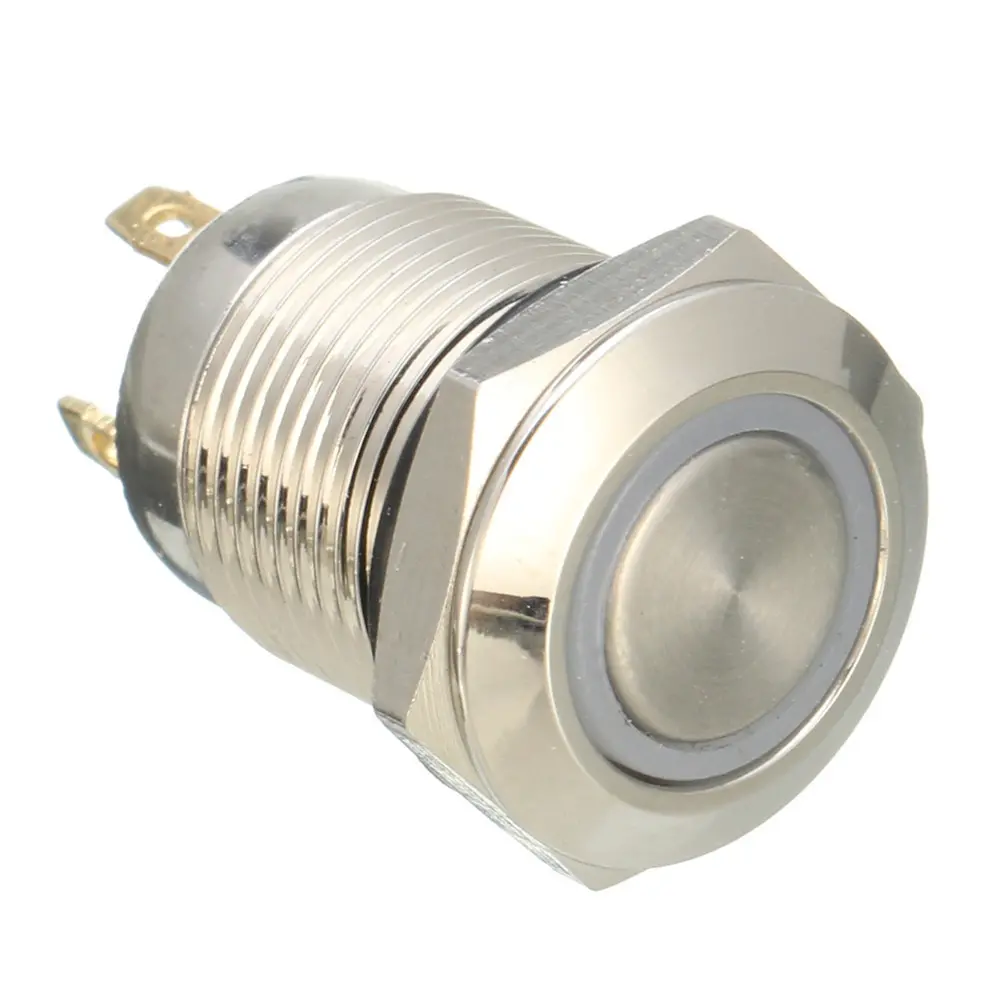 DC 12V 12mm 4 Pin Momentary Switch Led Light Metal Push Button Waterproof Switch