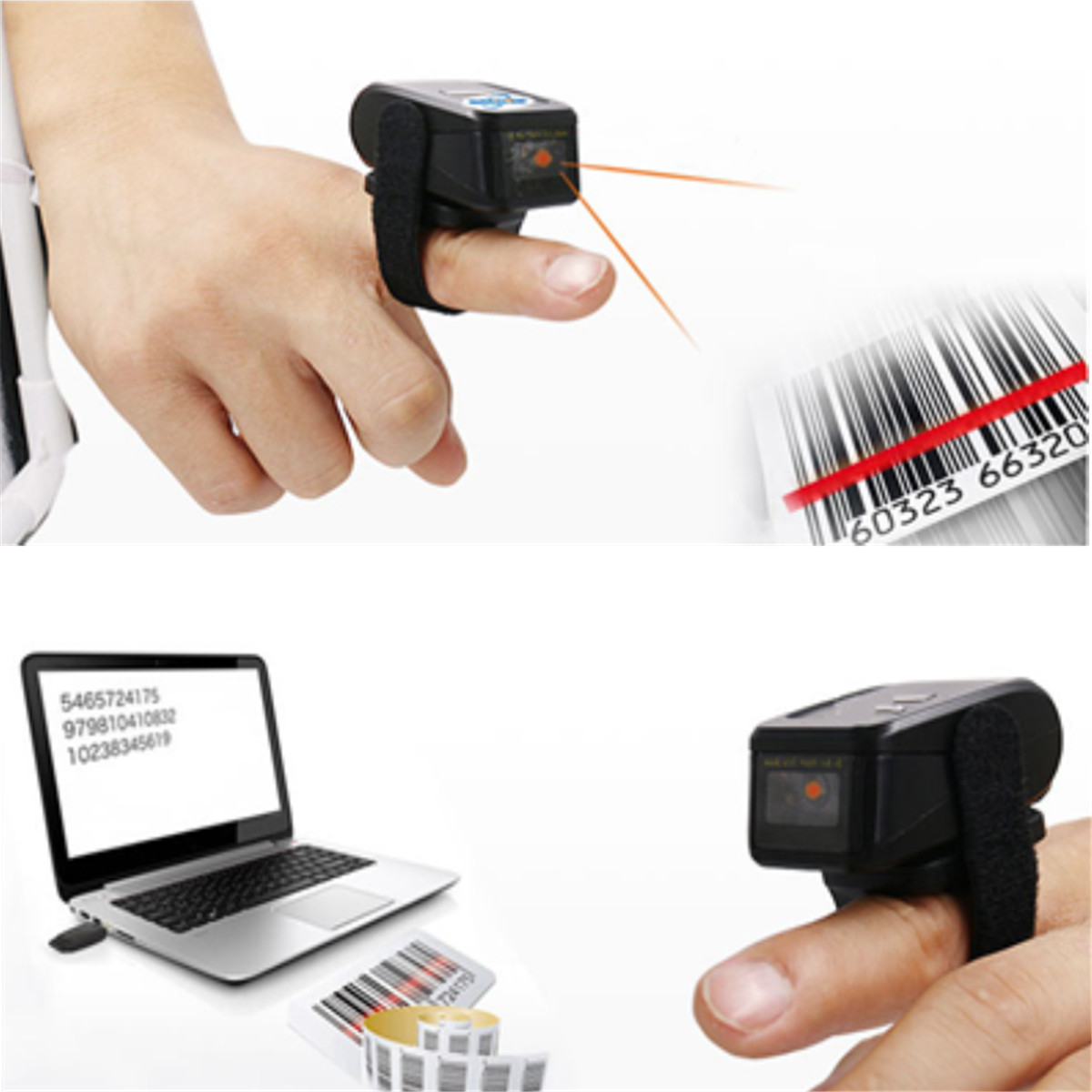 

Mini Portable Wearable Ring Wireless bluetooth 4.0 Barcode Scanner Reader 1D UPC
