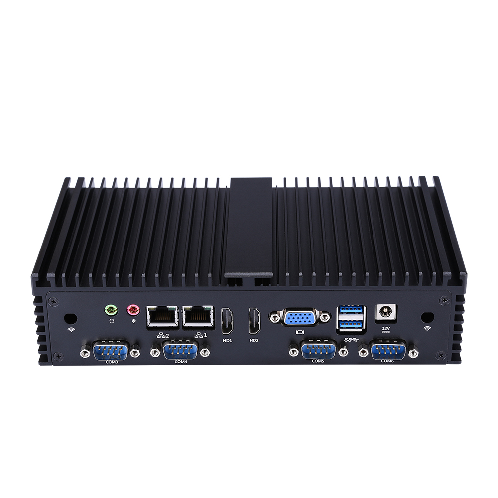 

QOTOM Mini Pc Intel I5-7200U 2.5GHz Qual Core 4GB DDR4+64GB SSD 8GB+128GB 6 Gigabit Ethernet Machine Micro Industrial Q555X Multi-Network Port