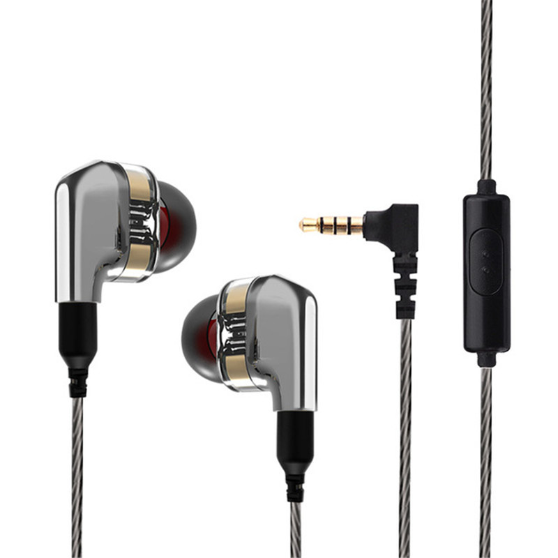 

Portable Wired Control In-ear Earphone 3.5mm Jack HIFI Dual Dynamic Drivers Noise Reduction With Mic