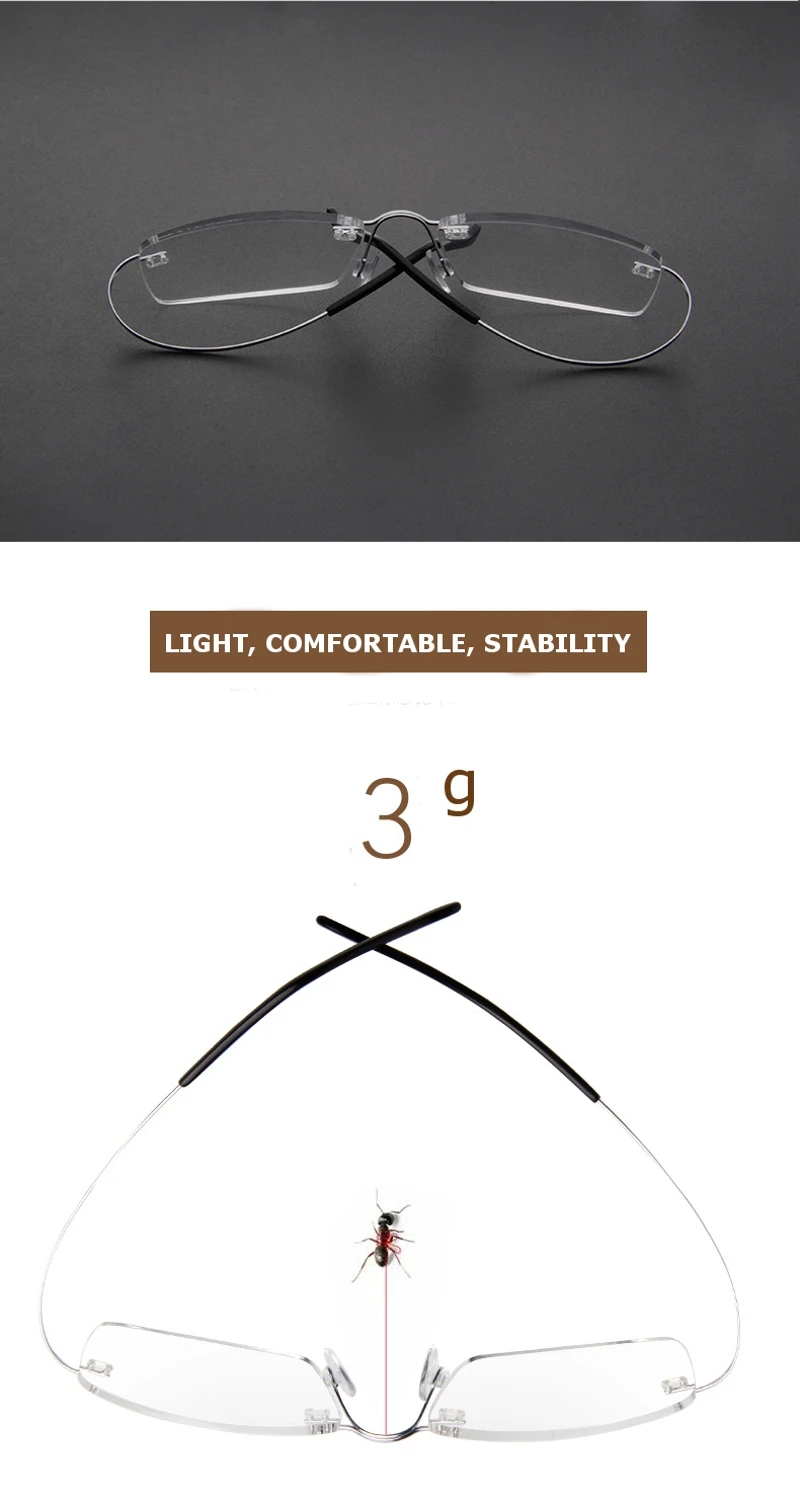 LianSan®HD Titanium Light Reading Glasses Comfortable Flexible Resin Alloy Presbyopic Glass L8013T