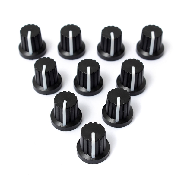 

100pcs 6mm Shaft Hole Dia Plastic Threaded knurled Potentiometer Knobs Caps