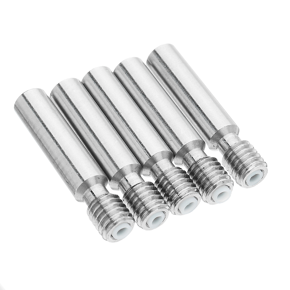 

5PCS 1.75mm MK8 M6x30mm Stainless Steel Nozzle Throat With Teflon For 3D Printer Extruder