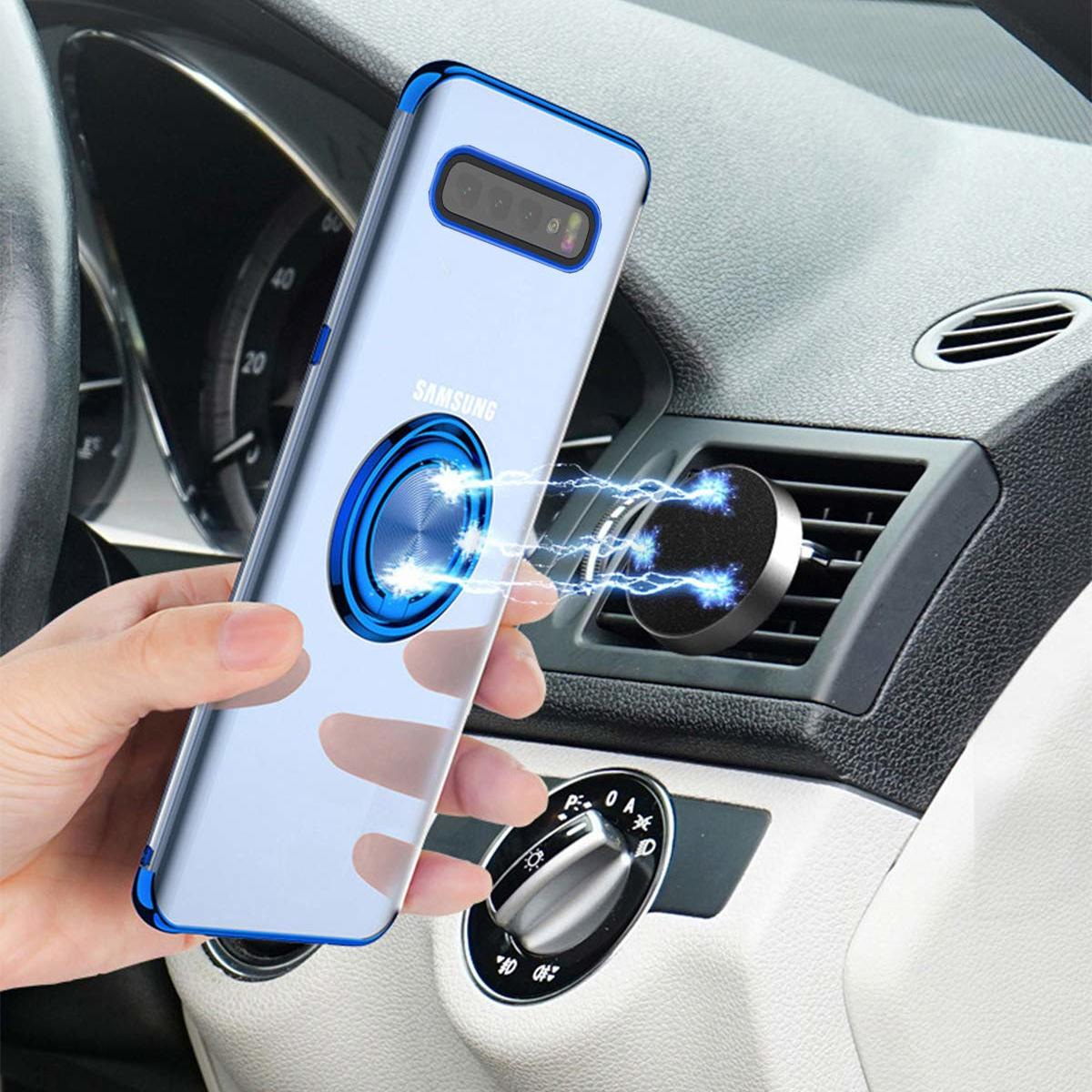 

Bakeey Protective Case For Samsung Galaxy S10 Plus Plating Ring Grip Kickstand Car Magnetic Back Cover