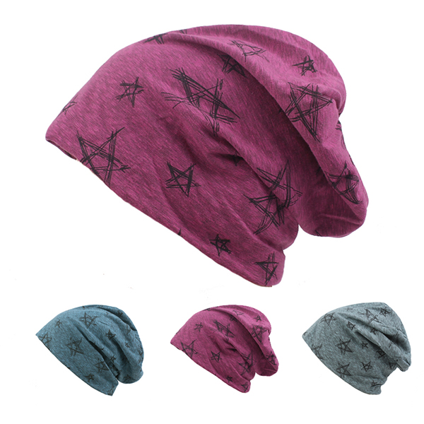 

Mens Women Cotton Knitted Beanies Hat Star Printed Winter Warm Soft Caps