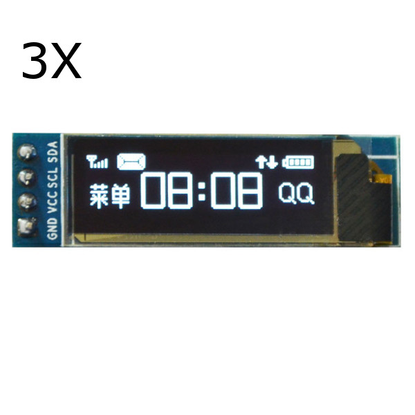

3Pcs 0.91 Inch White OLED Display Module 12832 LCD Screen IIC I2C Serial Port For Arduino