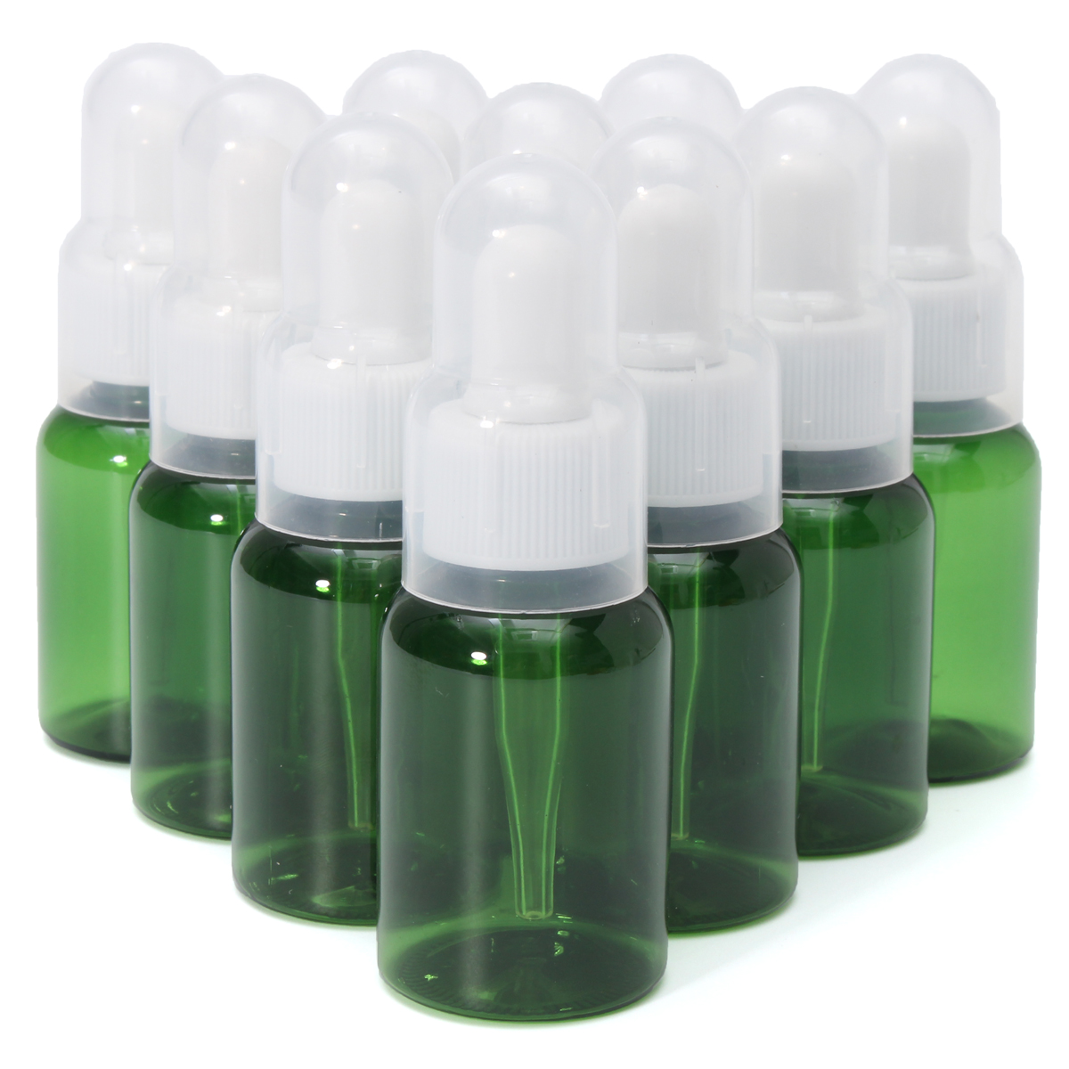 

10pcs Empty Green Plastic Refillable Bottles Dropper 35ml