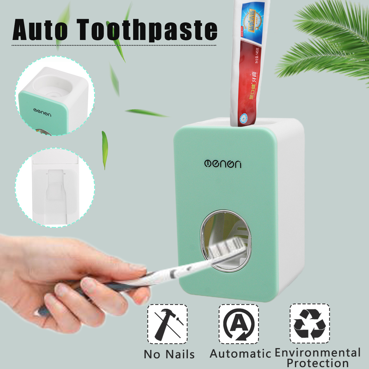 Magnetic Toothbrush Holder Toothpaste Dispenser Bathroom