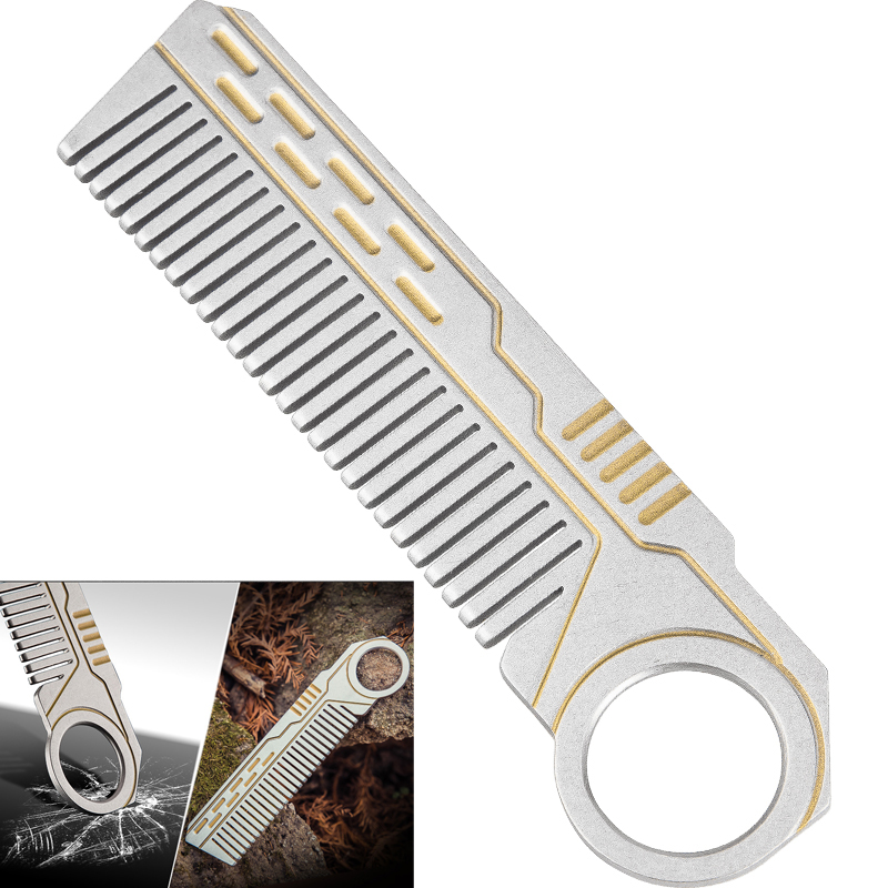 

IPRee® 4 In 1 Tactical Stainless Steel Comb Safety Survival Emergency EDC Gadget