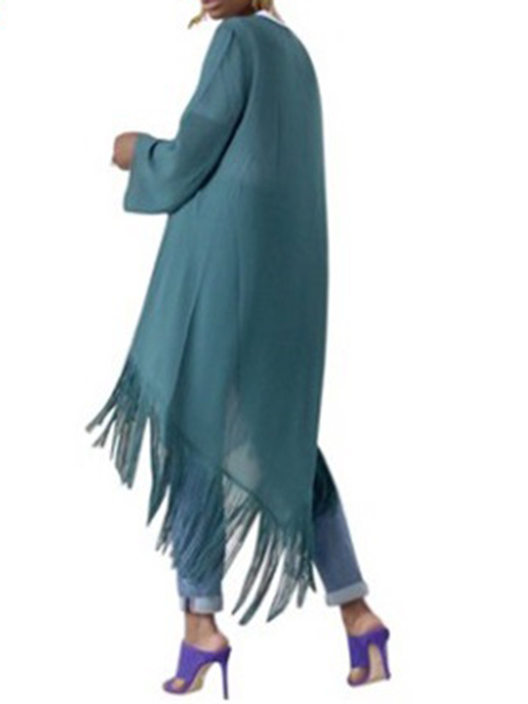 

Casual Women Irregular Hem Tassel Cloak Shawl Cardigans