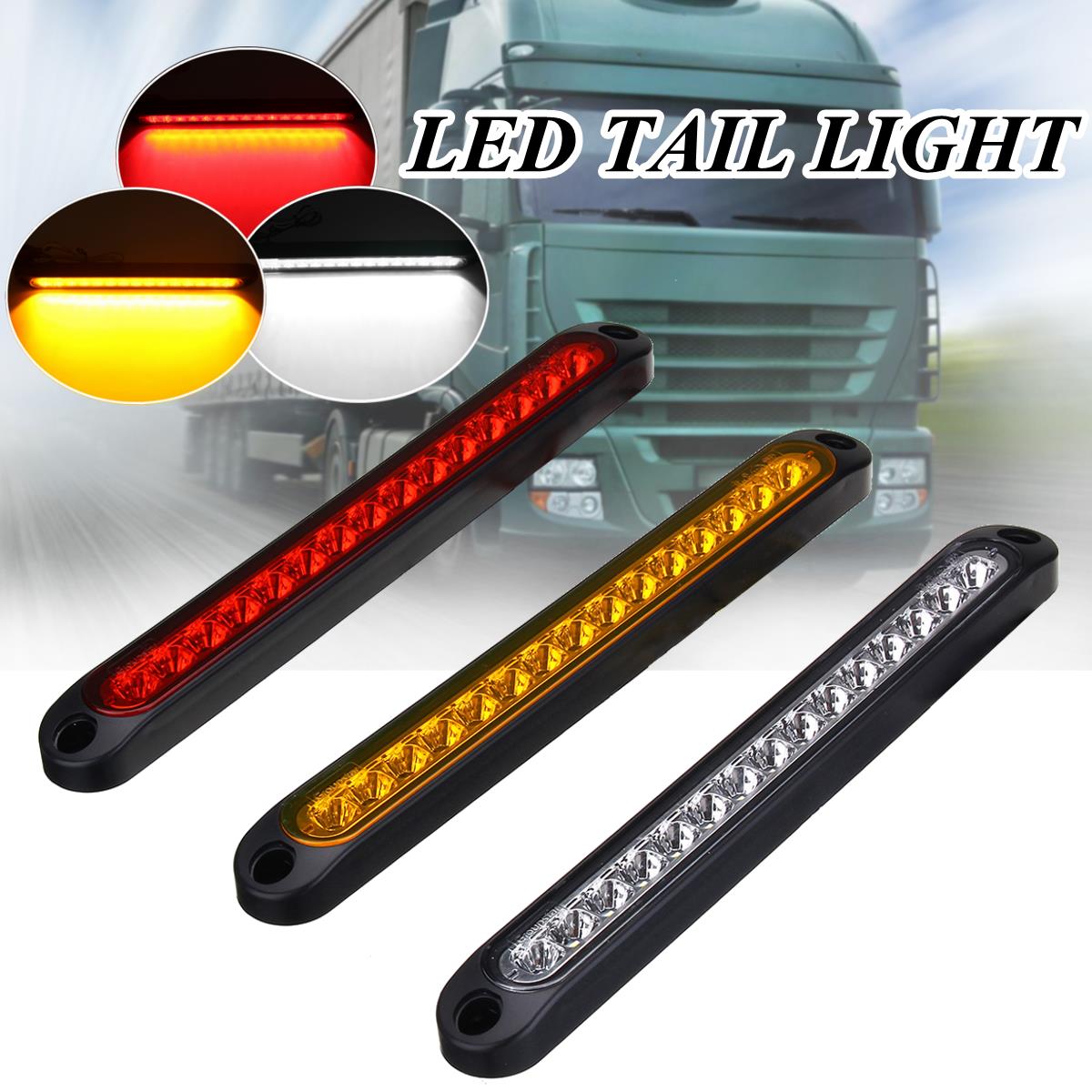 1x 15LED Car Trailer Truck Stop Tail Brake Light Bar White Light with 36cm Wire