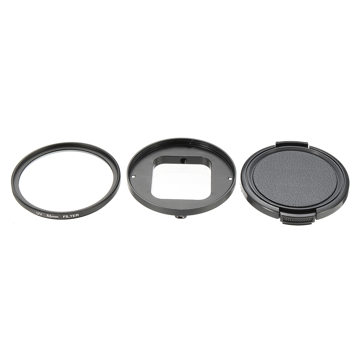 

3 in 1 52mm UV Filter Lens Cap Cover with Adapter Ring Wrench For Gopro Hero 7 6 5 Black