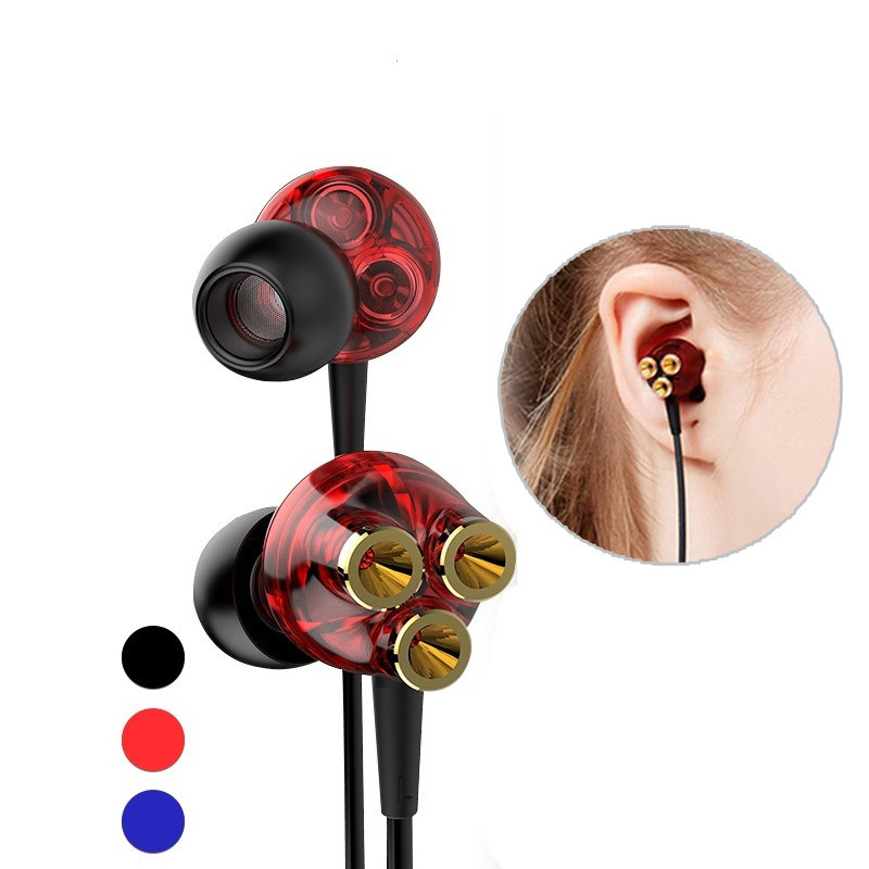 

6 Dynamic Drivers 3.5mm Jack In-ear Wired Earphone Heavy Bass Stereo Headphone with Mic