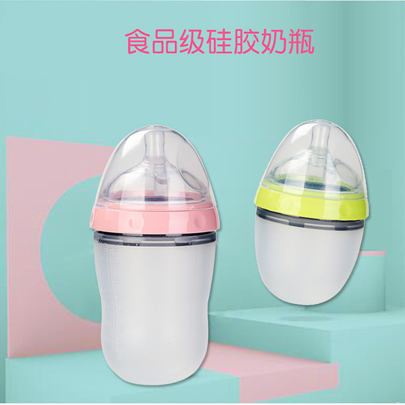 

Bottle resistant to wide-caliber baby anti-flatulence newborn baby bottle silicone nipple large capacity soft wide mouth bottle
