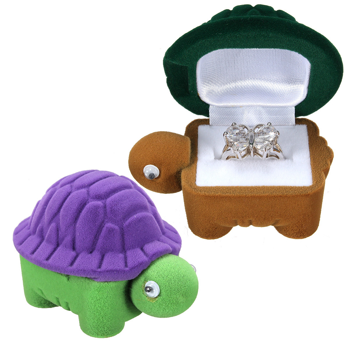 

Бархатная черепаха Форма Кольцо для хранения ювелирных изделий Чехол Дисплей Коробка